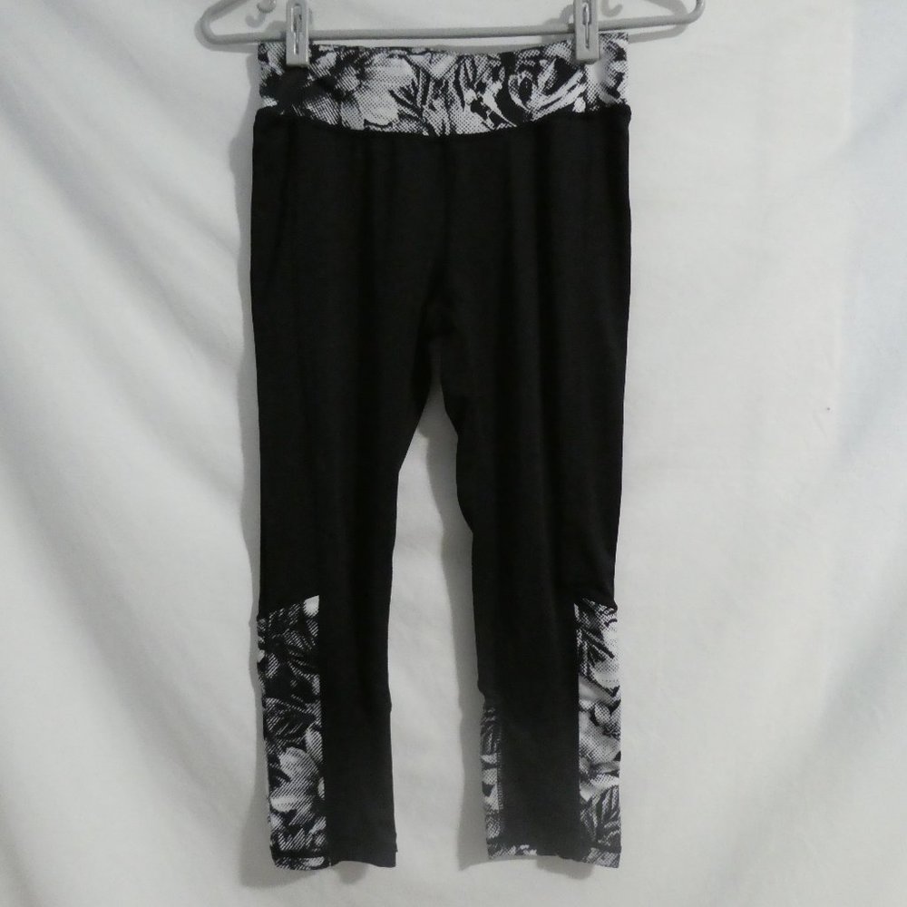ENERGIE white printed floral black leggings, size small, junior, BNWOT